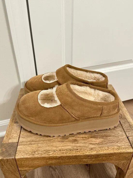 UGG Bea Genuine Shearling Lined Platform Mary Jane in Chestnut Size US 8 - Picture 9 of 13